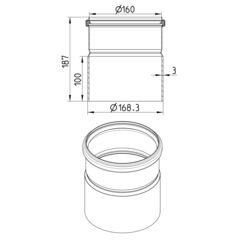 Line drawing of a penetration from the series Transition pipe-welding sleeve-steel.