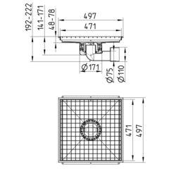 Line drawing of a kitchen channel from the series Kitchen channel-No membrane.