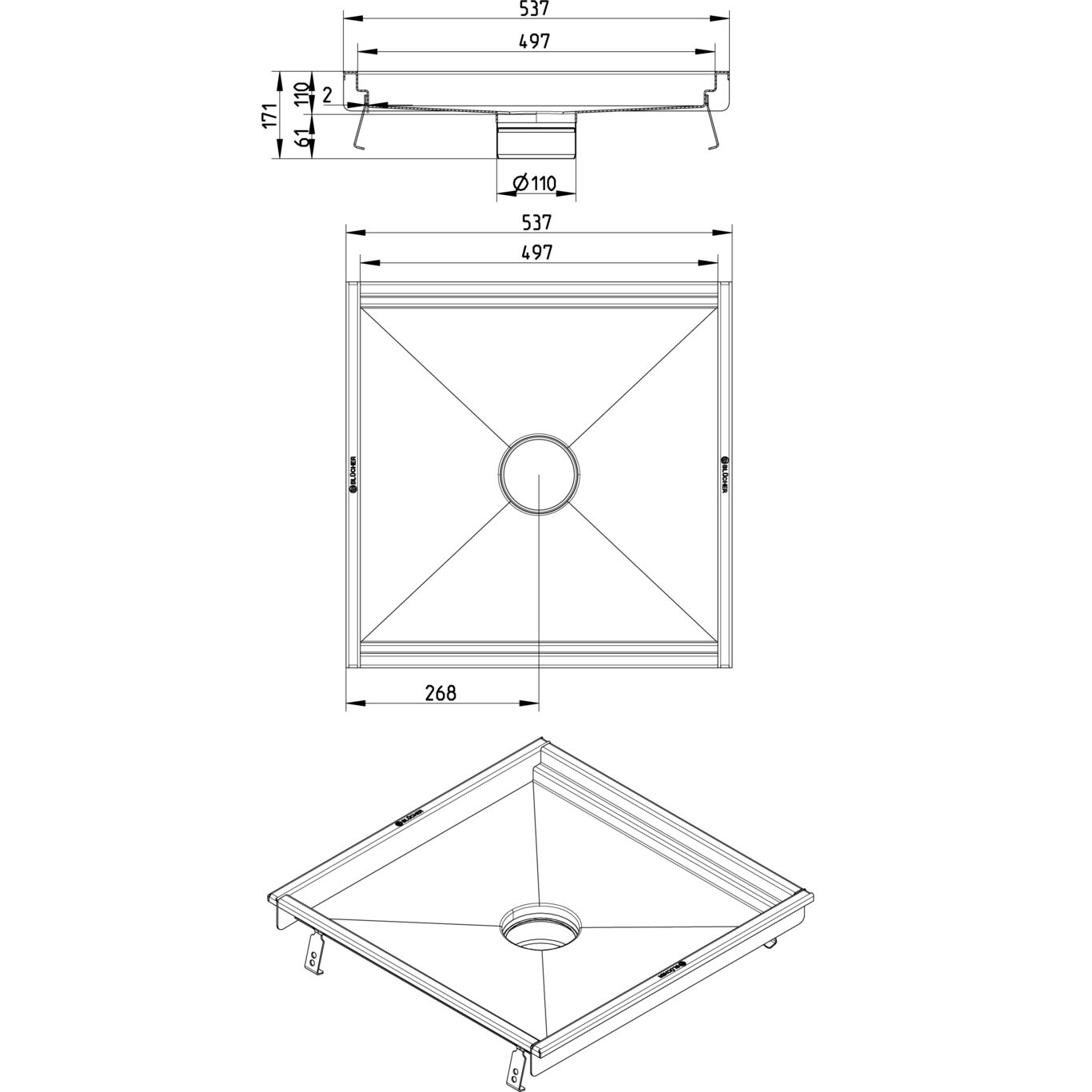 Line Drawing - Kitchen channel-No membrane