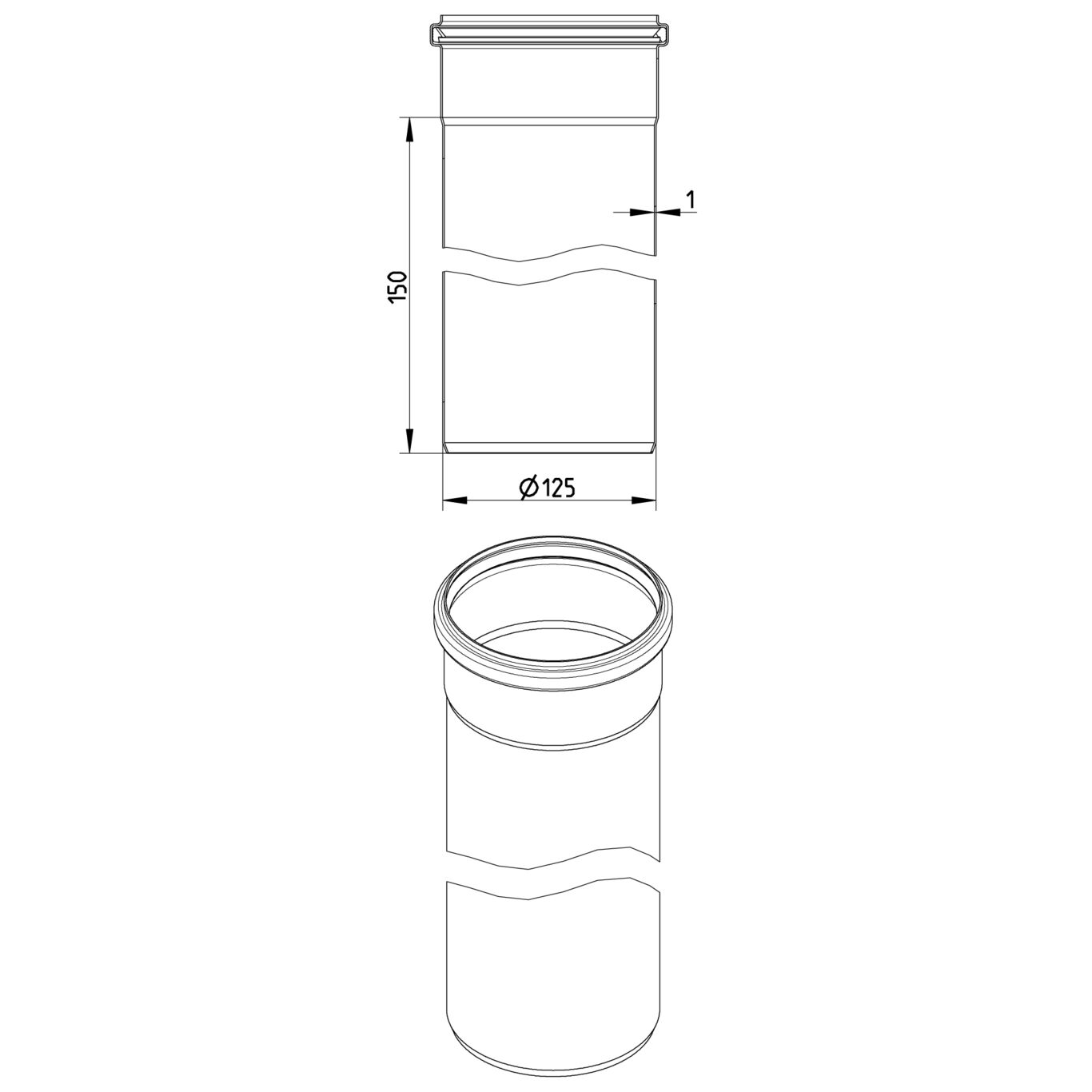 Line Drawing - Straight pipe