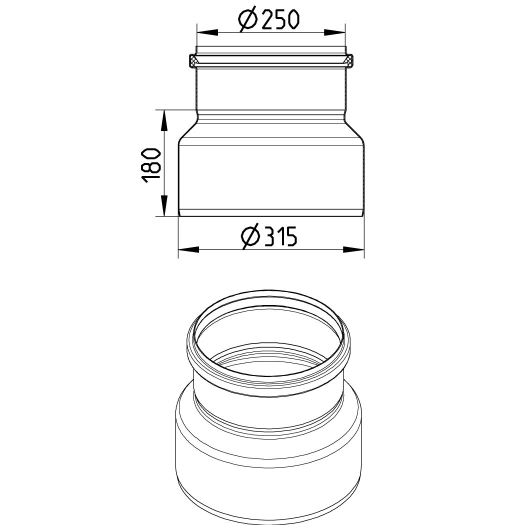 Line Drawing - Increaser-concentric