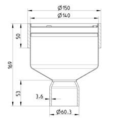Line drawing of a lower part from the series Marine-lower part-welding sleeve-steel.