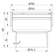 Line drawing of a lower part from the series Marine-lower part-welding sleeve-steel.