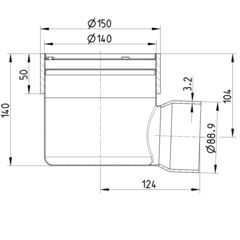 Line drawing of a lower part from the series Marine-lower part-welding sleeve-steel.