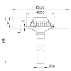 Line drawing of a drain from the series Drain for gravity-bitumen.