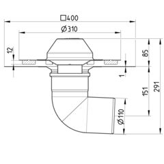 Line drawing of a drain from the series Drain for siphonic-bitumen.
