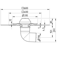 Line drawing of a drain from the series Drain for siphonic-bitumen collar.