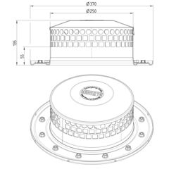 Line drawing of a leaf guard from the series Guard.