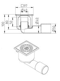 Line drawing of a drain from the series Drain-No membrane-97.