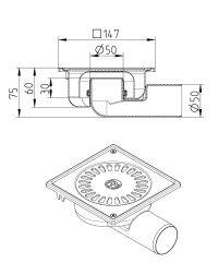 Line drawing of a drain from the series Drain-No membrane-147.