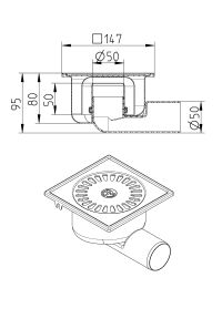 Line drawing of a drain from the series Drain-No membrane-147.